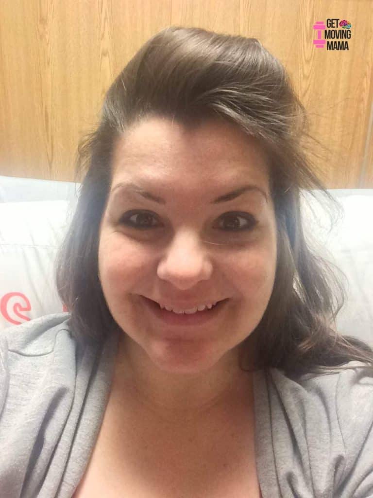 A picture of an expecting mom in the hospital taking selfies.