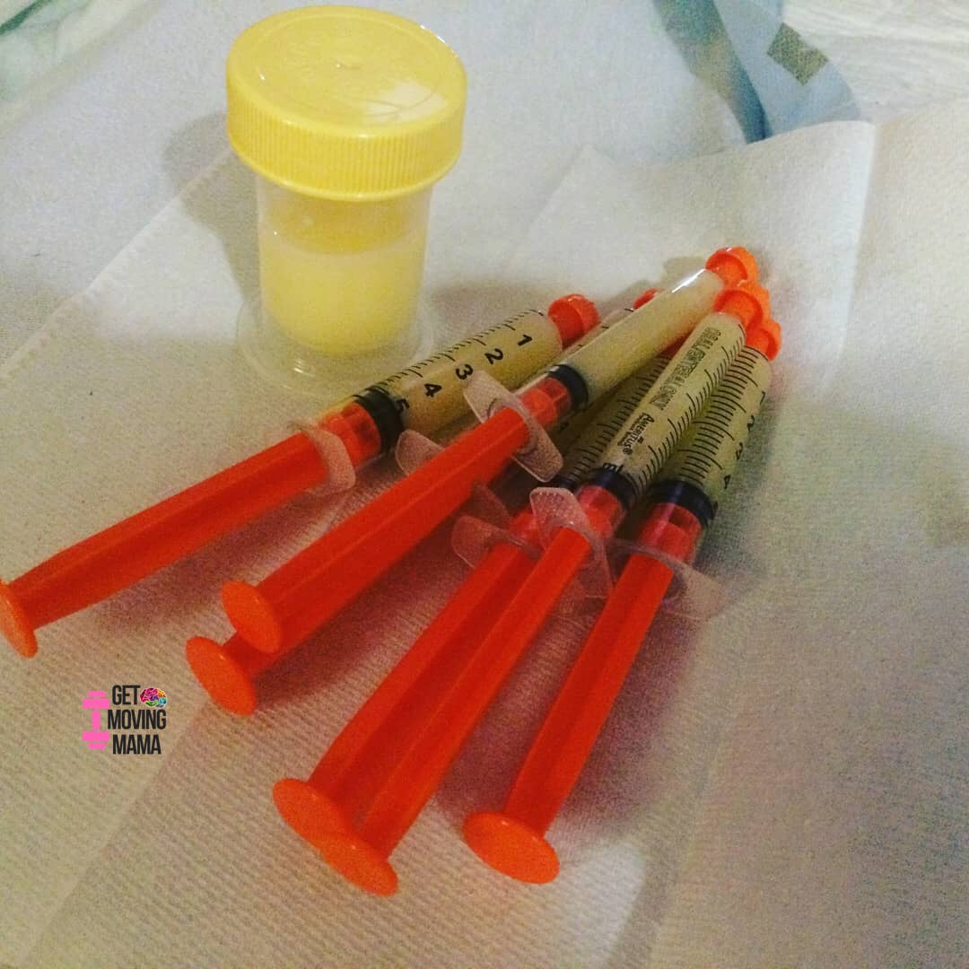 A picture of colostrum in syringes for NICU.