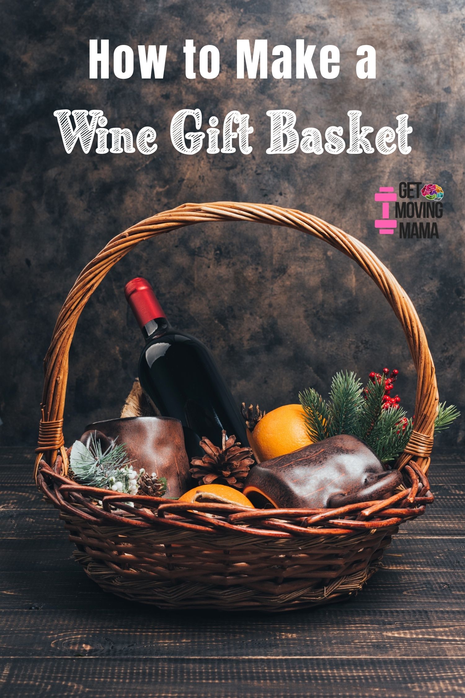 A picture of a diy wine gift basket for Christmas.